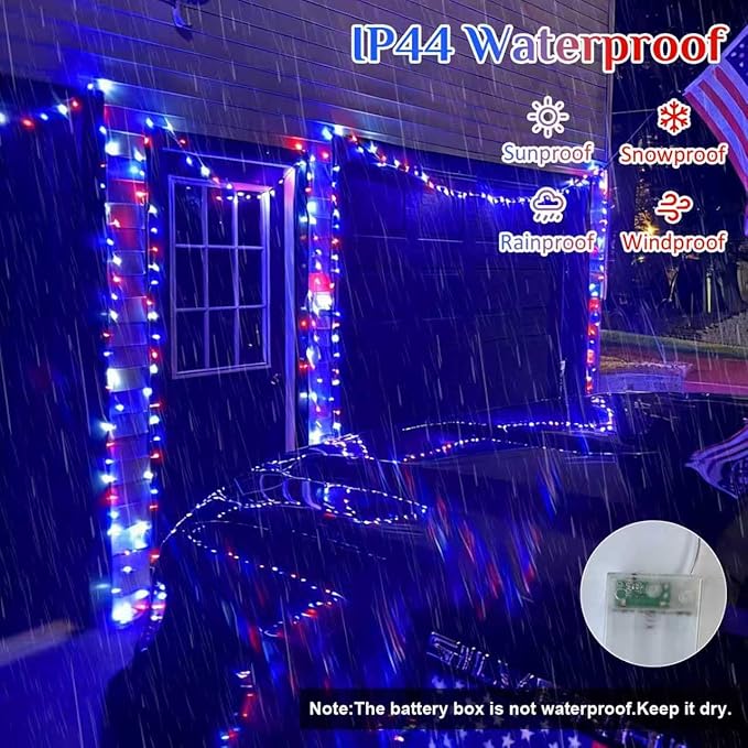 8-Pack 16ft LED Patio String Lights, Waterproof Outdoor