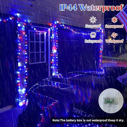 8-Pack 16ft LED Patio String Lights, Waterproof Outdoor