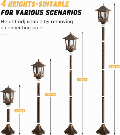 63" Solar Lamp Post Light 2 Pack, Solar Light Posts for Outside Waterproof, Outdoor Lamps for Patio, Backyard, Front Porch Decor, Warm White, Replaceable Bulb