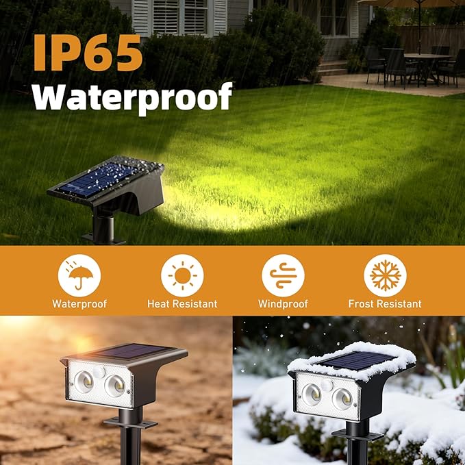 btfarm Solar Spot Lights Outdoor Waterproof, 12 Pack/3 Modes Motion Sensor Lights, Solar Powered Spotlights 2-in-1 Auto On/Off for Outside Pathway Yard Garden Landscape Lighting, Warm White