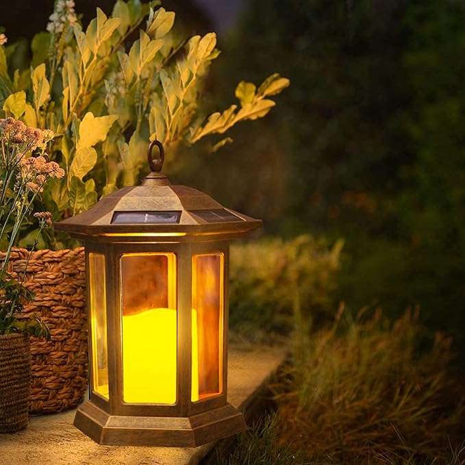 Rustic Courtyard Solar Lanterns for Garden, Waterproof LED