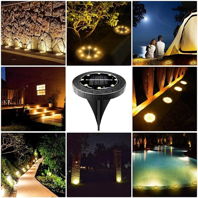 12-Pack Warm White Flat Solar Driveway Lights, Waterproof LED