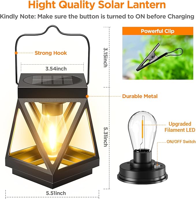 Solar Backyard Lanterns 4-Pack, Porch Hanging LED Decor