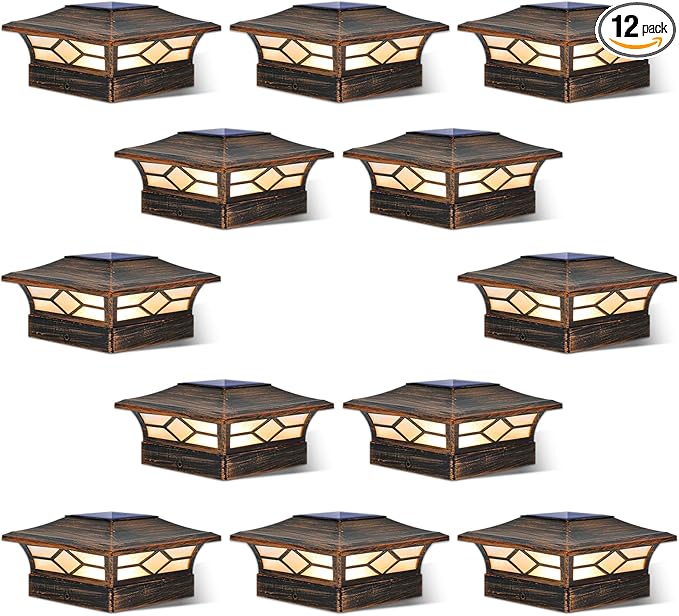 Solar Fence Post Caps 12-Pack, Patio LED