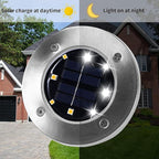 4-Pack Solar Ground Disk Lights, White Waterproof LED