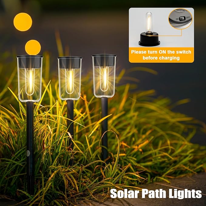 Solar Pathway Lights Outdoo 8 Pack, Bright Solar Path Lights Outdoor, IP65 Waterproof Garden Lights Solar Powered Landscape Lighting for Outside Yard Lawn Patio Walkway Driveway
