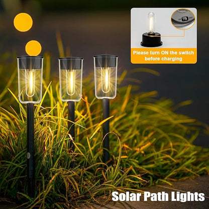 8 Pack Solar Pathway Lights, Solar Lights Outdoor Waterproof Garden Stake for Outside Yard Landscape Path Walkway Driveway Lawn Decor