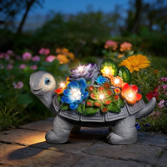 Solar Turtle Garden Statue Light, Outdoor Decor