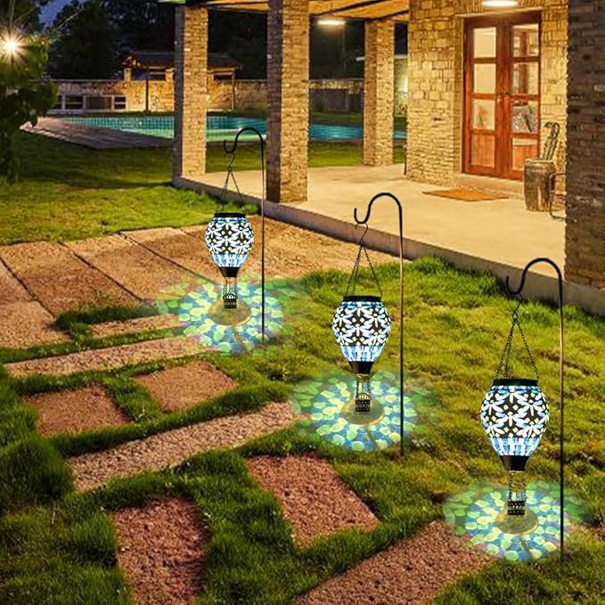 Solar Dragonfly Lanterns, Patio Hanging LED Decor