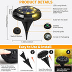 8-Pack Solar Ground Disk Lights, Warm White Waterproof LED