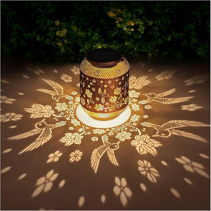 2 Pack Hummingbirds Solar Lanterns Outdoor Waterproof Garden Decor Birthday Gifts for Mom Women Grandma Metal Hanging Solar Lights Outdoor Decoration for Patio,Yard,Porch,Backyard
