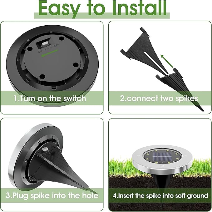 INCX Solar Lights for Outside, 4 Pack Solar Light Outdoor Waterproof, Garden Lights Landscape Lighting for Lawn Yard Deck Driveway Walkway White