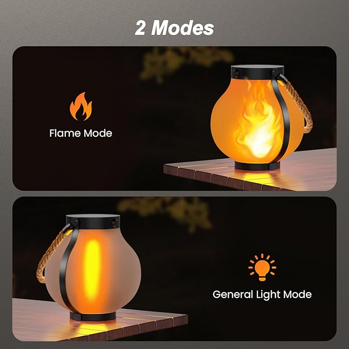 Hompavo Larger Gen2 Solar Lanterns Outdoor, Dual Charging (USB/Solar) & 2-Mode - Waterproof Decorative Hanging/Table Lights for Yard Patio Garden Halloween Christmas Decor, Birthday Gifts for Women, 4