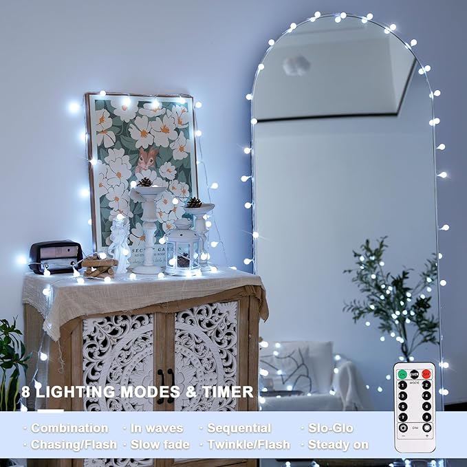 Outdoor String Lights, 33ft White Waterproof LED