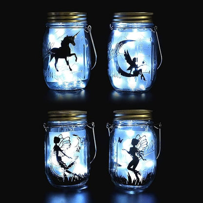 Solar Mason Jar Lights Lids, 8 Pack 30 Led Fairy Lights(Jars Not Included), Outdoor Hanging Mason Jar Solar Lights, Fairy in a Jar Solar Firefly Lights for Patio Garden Table Decor