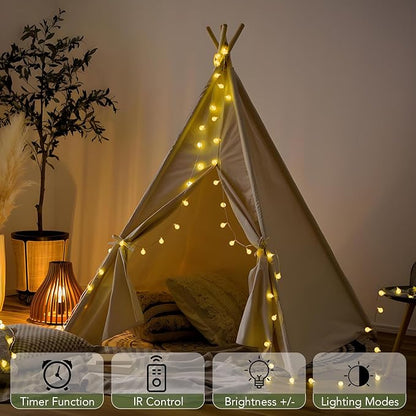 Metaku Globe String Lights Fairy Lights Battery Operated 16.4ft 50LED String Lights with Remote Waterproof Indoor Outdoor Hanging Lights Decorative Christmas Lights for Home Party Patio Garden Wedding