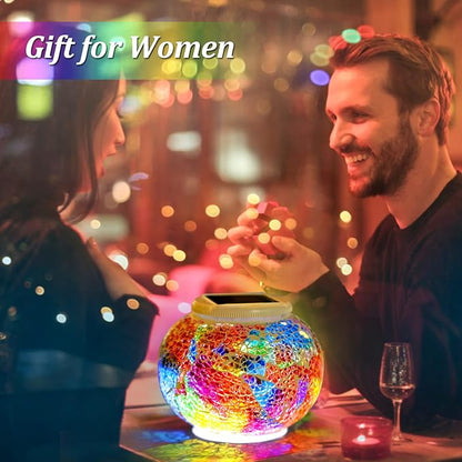 Color Changing Solar Powered Glass Ball Garden Lights，echargeable Solar Table Lights Outdoor Waterproof Solar Night Lights for Garden, Patio, Party，Outdoor/Indoor Decorations, Ideal Gift