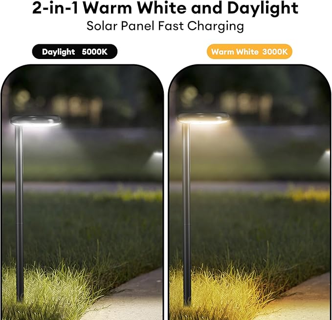 Warm White Solar Path Lights, Outdoor Driveway LED