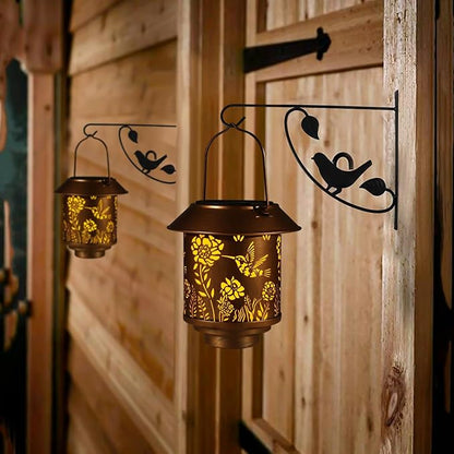 Solar Lantern Lights Outdoor Hanging, Solar Lights Outdoor Waterproof,Garden Decor Gifts for Women Mom,Metal Decoration Lanterns for Garden Patio(Hummingbird)