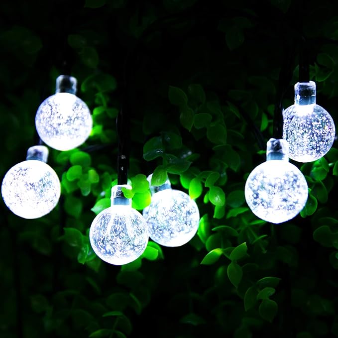 Brightown Solar String Lights Outdoor 60 Led 35.6 Feet 8 Lighting Modes Globe Waterproof Solar Powered Patio Lights for Garden Yard Porch Wedding Party Decor (Pure White)