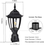 Black Post Lighting Fixture with Planter, Solar Outdoor