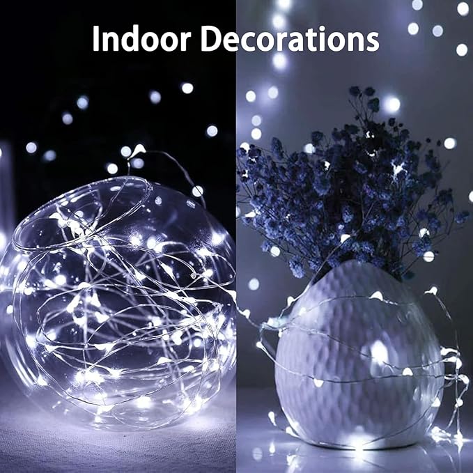 4-Pack 20ft Christmas LED String Lights, Waterproof Timer Lights