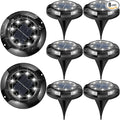 8-Pack White In-Ground Solar Lights, Flat LED Landscape