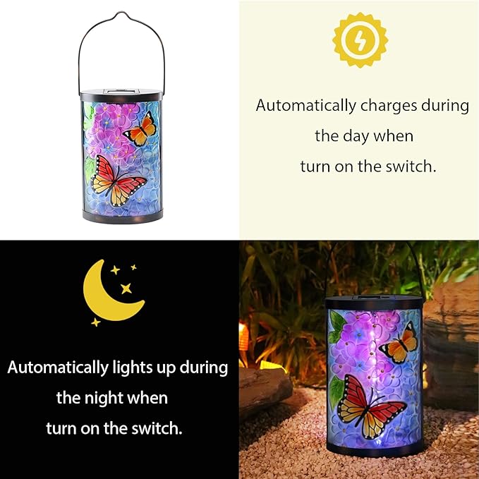 Butterfly Solar Lantern Set, Decorative Patio Lighting