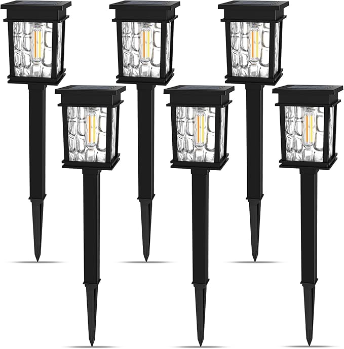 XMCOSY+ Solar Pathway Lights Outdoor, Adjustable Warm & Cool White, 50 Lumens Bright Garden Lights, 6 Pack IP65 Waterproof Landscape Lighting, Outside Lights for Front Yard Lawn Walkway Driveway Patio