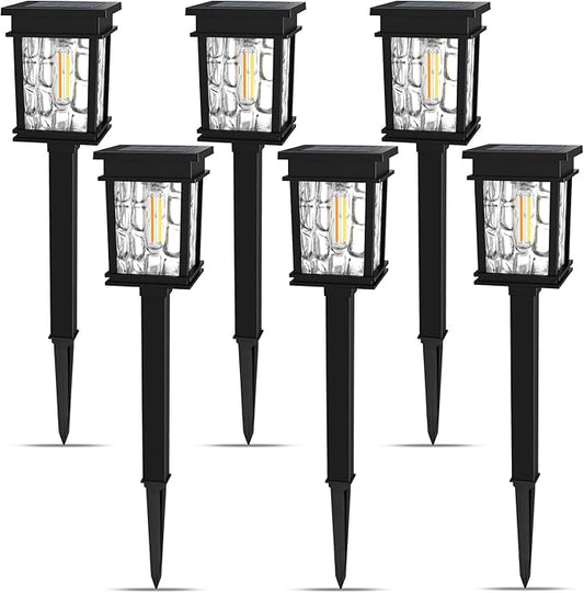 XMCOSY+ Solar Pathway Lights Outdoor, Adjustable Warm & Cool White, 50 Lumens Bright Garden Lights, 6 Pack IP65 Waterproof Landscape Lighting, Outside Lights for Front Yard Lawn Walkway Driveway Patio