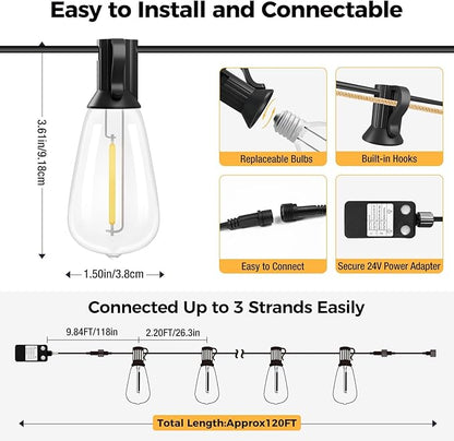 litogo 240FT Dimmable Patio Lights Waterproof, LED Outdoor String Lights with Shatterproof Edison Bulbs, Outside Hanging Light with Timer for Bistro Yard Tent Garden Camp