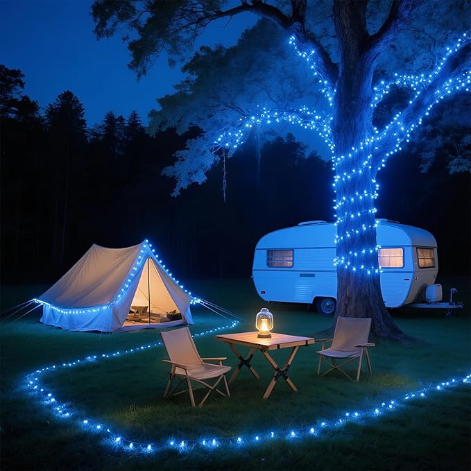 33Ft 100LED Blue Battery Operated Christmas Tree Lights 8 Modes String Lights Timer Indoor Outdoor for Christmas Halloween Holiday Party Bedroom Classroom Decoration