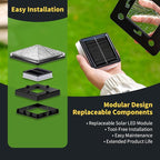 4-Pack Warm White Solar Fence Post Lights, Outdoor LED Caps