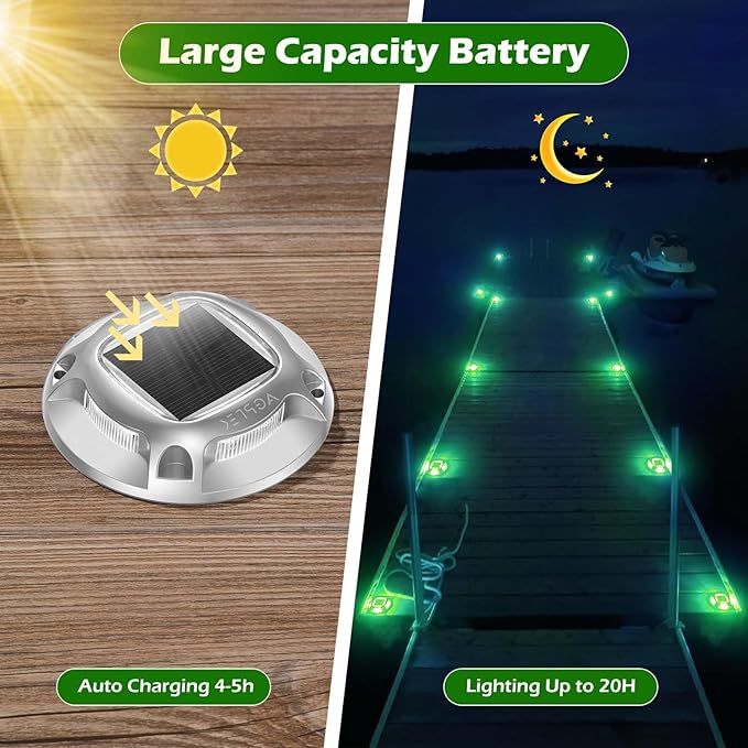 12-Pack Solar Dock Lights, Red Waterproof LED