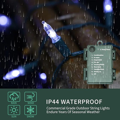 6-Pack 50 LED Christmas Twinkle Lights, Waterproof for Yard