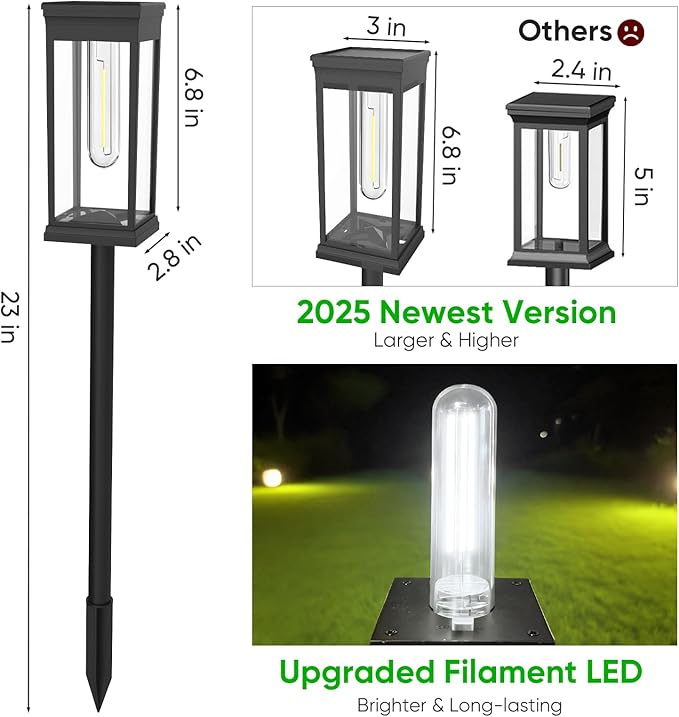 8 Pack Solar Pathway Lights Outdoor,IP65 Waterproof - Bright Solar Lights Outdoor,Auto On/Off Pathway Lights Solar Powered,Solar Path Lights for Walkway Driveway Garden (Cool White)