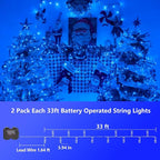 Christmas Fairy Lights 2-Pack, 33ft 100 LED Battery Twinkle Lights