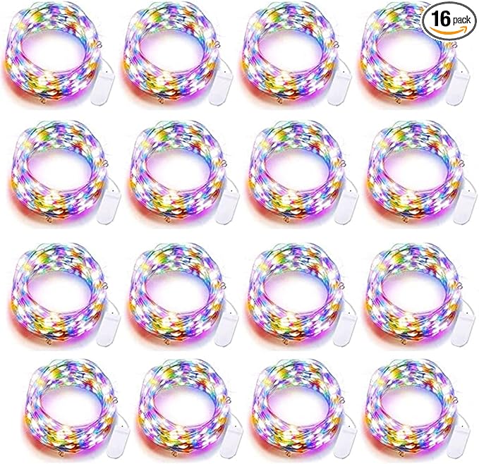 16-Pack 30 LED Christmas Twinkle Lights, 10ft Waterproof for Porch