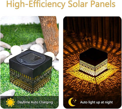 Retro Solar Table Lantern Outdoor Waterproof, Solar Projection Desk Lamp for Courtyard Metal Tabletop Light Desktop Decorative Lamp-Atmosphere Landscape Garden Light(Colorful)