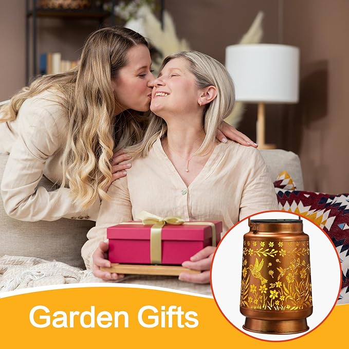 Hummingbird Solar Lanterns Outdoor Waterproof Garden Decor, Metal LED Garden Light Birthday Gifts for Women mom Christmas Gifts for Yard, Patio, Lawn, Tabletop, Pathway, Landscape,Walkway, Terrace