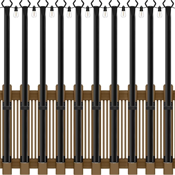 Heavy-Duty String Light Poles 10-Pack, 5ft Backyard