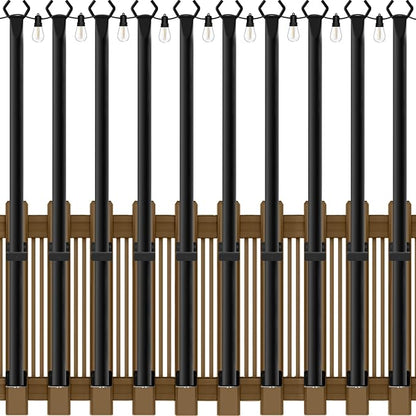 AILBTON 10 Pack 5Ft String Light Poles,Light Poles for Outside String Lights,Outdoor Light Poles with Fence Bracket,Metal Pole Stand for Patio,Backyard,Deck
