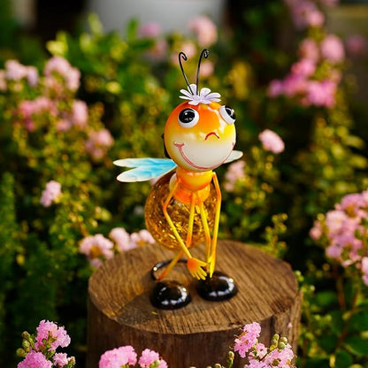 Solar Garden Lantern Waterproof LED Honeybee Solar Lights Outdoor Decorative Tabletop Lanterns Lamp for Yard Patio Table Decoration(Honeybee).
