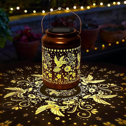 Hummingbird Solar Lanterns Outdoor Garden Decor Solar Lights Waterproof Hummingbird Decorative Hanging Metal Lights Gardening Gifts for Women Mom Grandma Outside Yard, Patio, Backyard, Farm