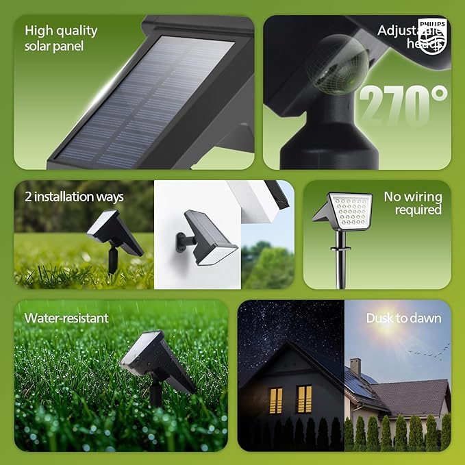 4-Pack 28 LED Solar Garden Spotlights, Waterproof