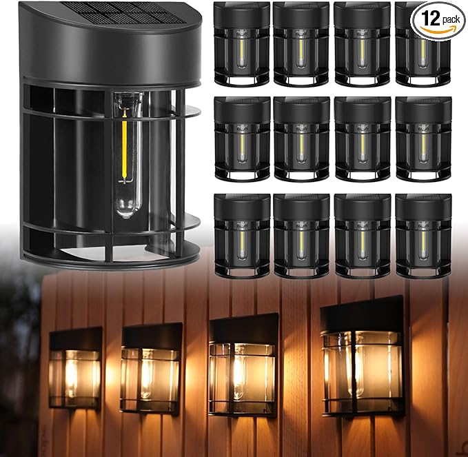 12-Pack Solar Gutter Lights, Outdoor LED