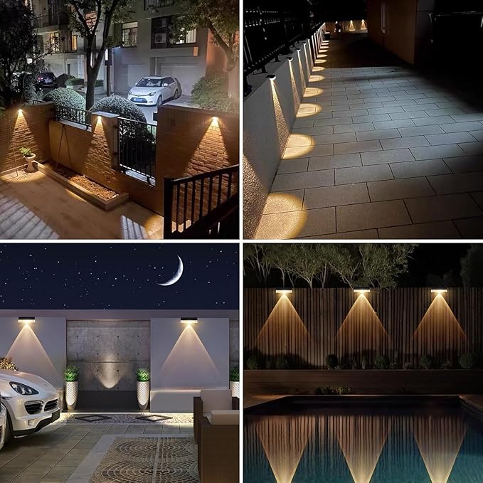 Solar Fence Lights Outdoor, 16 Pack Fence Light Solar Powered, Deck Lights Waterproof Led for Garden, Backyard, Patio, Pathway, Railing, Pool, Stairs, Step, Warm White