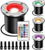 Multicolor In-Ground Solar Lights, Flat LED Landscape