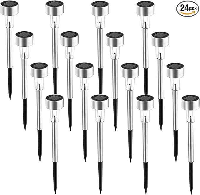 Cold White Solar Pathway Lights 24-Pack, Walkway LED