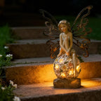 Solar Flower Statue Light 9.45", Yard Decor